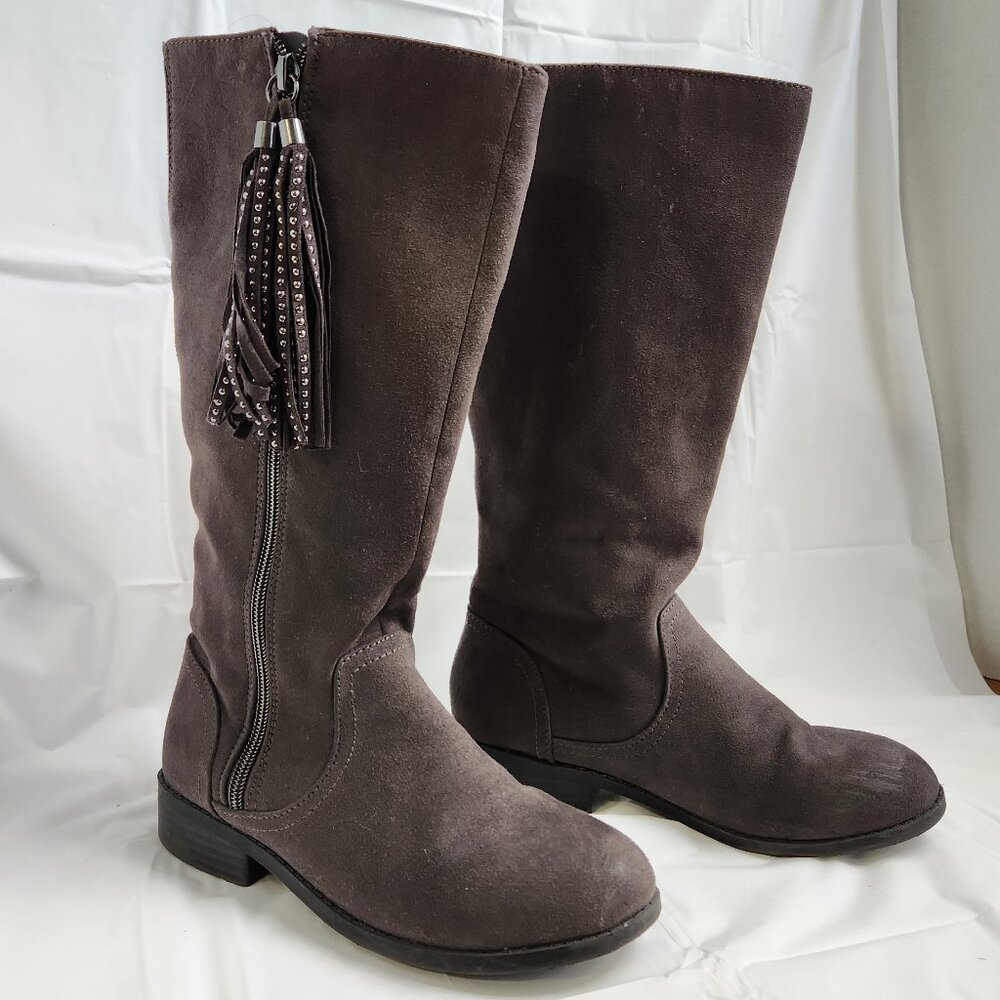 Wonder Nation Girls 12'' Zipper Gray Tassel Fashion Riding Boots Girls sz 3